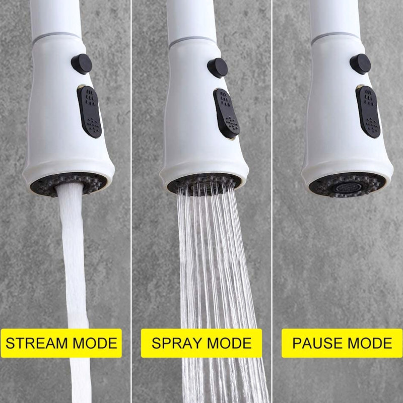 Modern Kitchen Faucet With Pull Out Spray - Stainless Steel, White Install Swiftly And Enjoyably, Precise Water Flow Temperature Control Choices Modern, Steel Easy Installation, Customizable