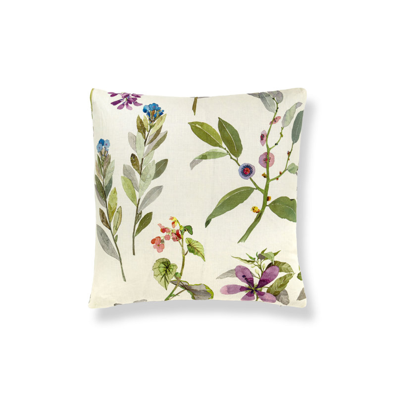 Sissinghurst Pillow, Purple/Green/Orange/Ivory Floral