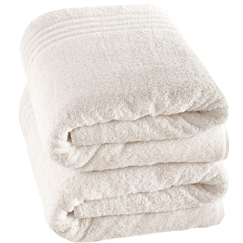 Ensemble de 2 draps de bain géants 100% coton, surdimensionnés et absorbants, Crème, crème