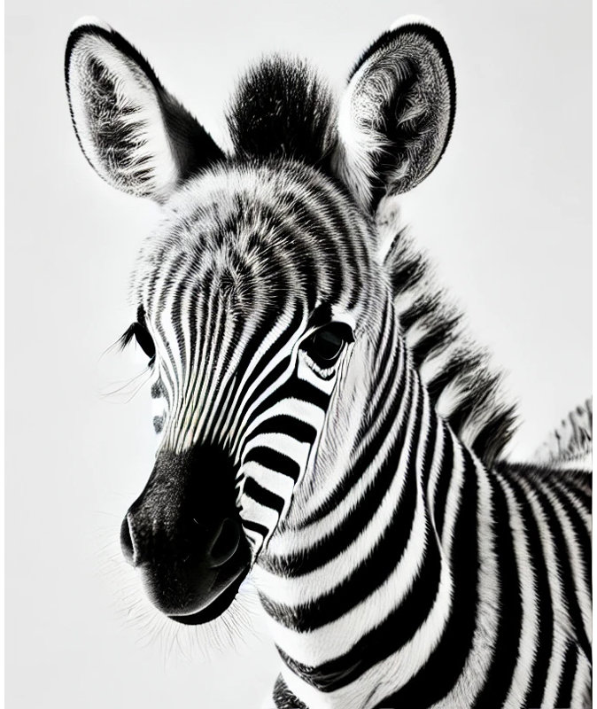 «Baby Zebra Elegance», art mural sur toile tendue, H 16 po x l 12 po