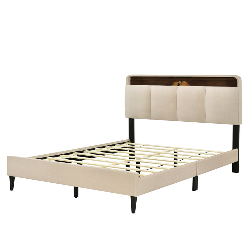Lit plateforme avec rangement Decaro, Beige, Grand