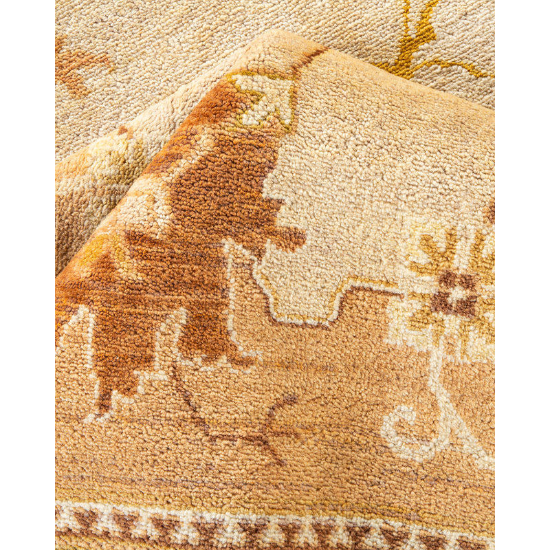 Tapis unique en laine noué à la main 9 pi 1 po x 11 pi 10 po nouvel âge Trendan