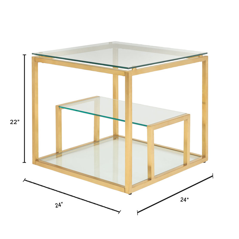 Cayla Glass Top End Table, Gold