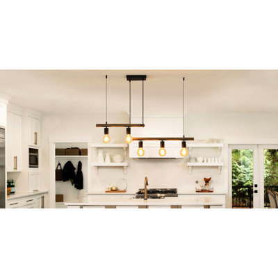 Luminaire suspendu à 5 lumières à intensité variable en fer, peint à la main, 110 volts, sans ampoule pour base Great Room E26