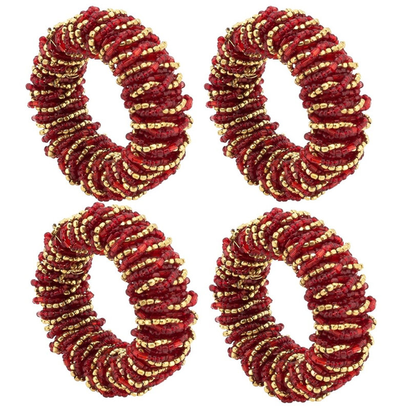 Perles de verre, porte-serviette en fer, Rouge