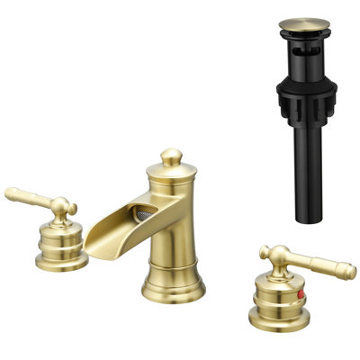 Robinet de salle de bain contemporain pour lavabo surdimensionné de 8 pouces, robinet de lavabo à 3 trous en or brossé, poignée à levier double, cartouche en céramique, installation latérale sur le comptoir