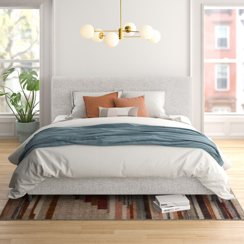 Pyburn Upholstered Platform Bed, Twin, Bella Light Gray Performance Velvet