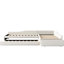 Lit de jour double rembourré simple avec lit gigogne et tiroir, beige, élégamment fabriqué en lin, lit de jour stable, lit gigogne, bureaux à domicile,