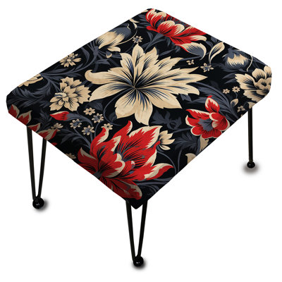 Motif floral damassé rouge et beige