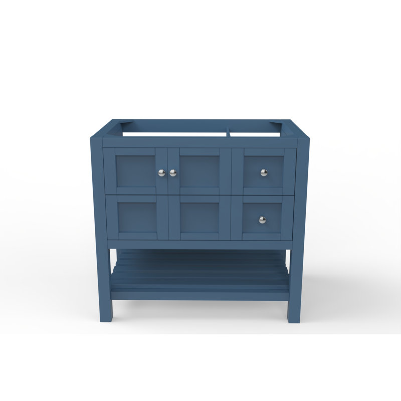 Base de meuble-lavabo simple 35 po Venice, Bleu / chrome