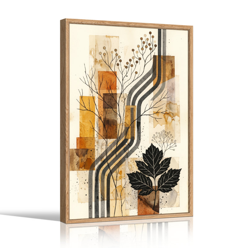 Abstrait art botanique sur toile, ensemble de 1, Naturel, H 48 po x l 32 po