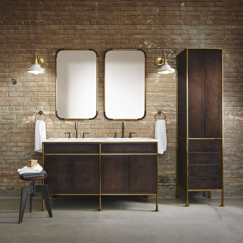 Mixed Metal Mirror, Aged Brass