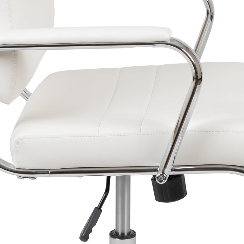 Fauteuil de direction pivotant à panneau moyen LeatherSoft, Blanc
