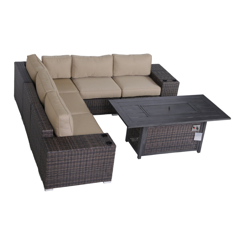 Ensemble de conversation modulaire avec coussins 8 pièces entièrement assemblé