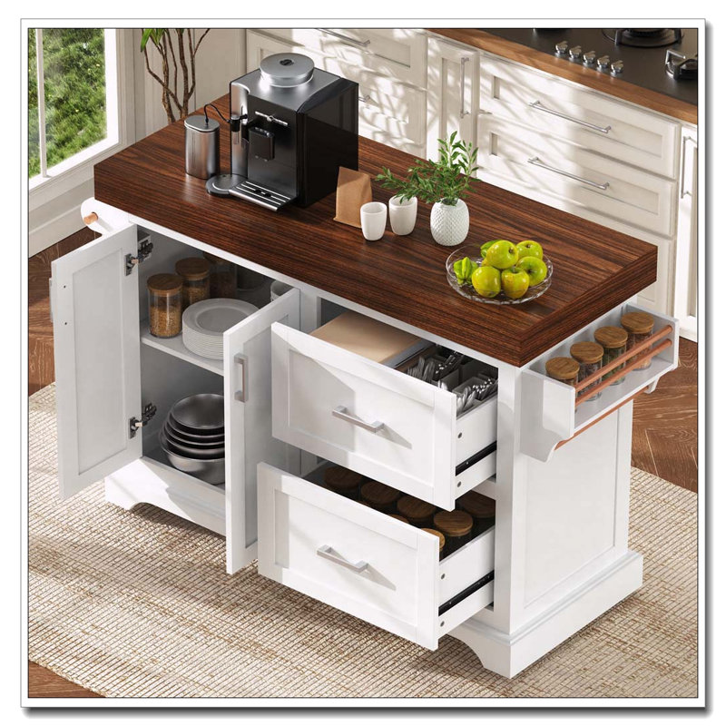Grand îlot de cuisine 53 po, Blanc