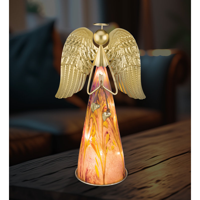 Statuette ange d'intérieur en verre et métal Murano, Mauve