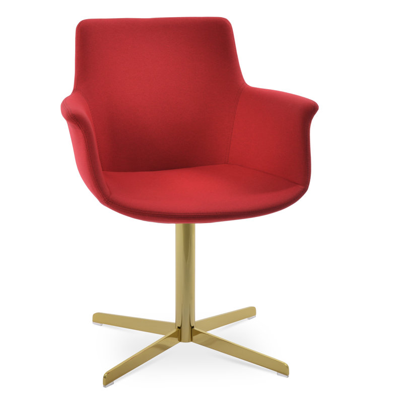 Fauteuil pivotant 4 étoiles Bottega, Chrome, Laine argentée