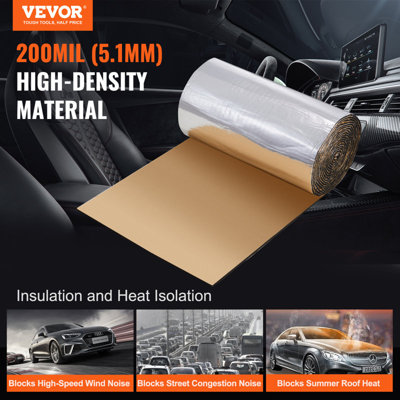 VEVOR Car Sound Deadening Mat, 200 mil 3.3sq.m High Density Foam & Heat Barrier