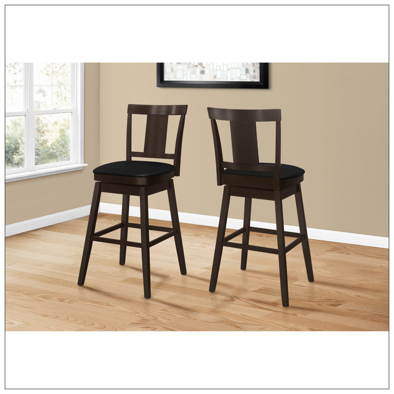 Tabouret de bar, ensemble de 2, pivotant, hauteur de bar, bois, Noir / brun, Tabouret de bar (siège d'une hauteur de 27,5 po)