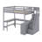 Loft Bed With Built-In L-Shaped Desk And Three-Tier Storage Shelves,And Attached Storage Staircase-1816699963