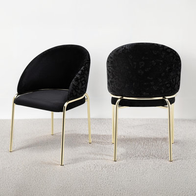 Modern Style Black 2pc Chairs, Soft Velvet Upholstery, Elegant Chenille Cover, Metal Frame For Stability, Bedroom Addition, 32.88 In Height Filler And