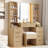 Fluted Makeup Vanity Desk With Mirror And Lights, Modern Glass Top Table With 10 Drawers & 2 Transparent Cabinets, Dressing Set With Stool And Charging Station-1625564686