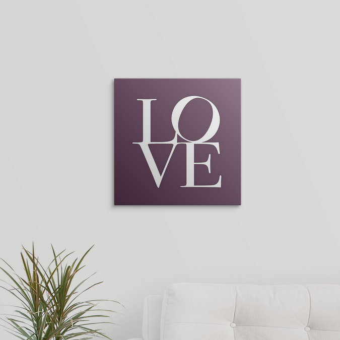 «Love» par Francy, art textuel, H 16 po x l 16 po x P 1,5 po, Toile