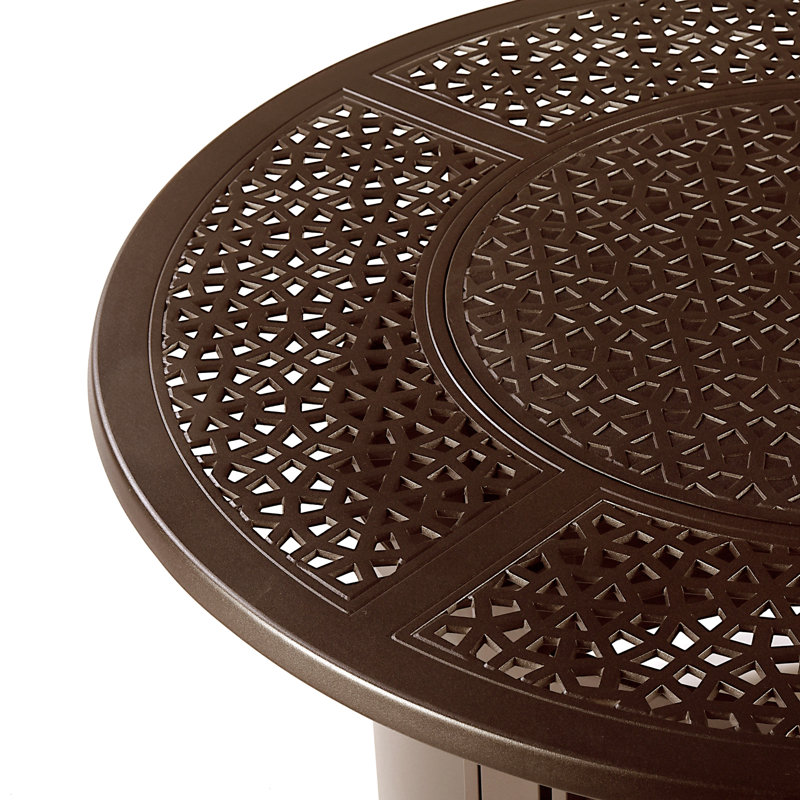 Aerne Round Propane Smokeless Fire Pit Table with Hidden Fuel Tank, Brown