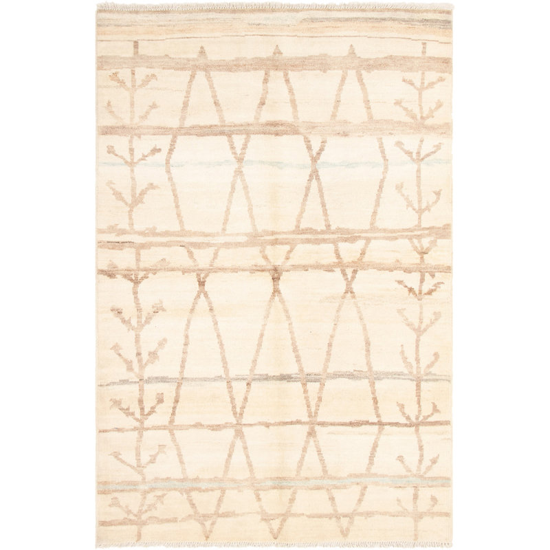 Tapis de surface en laine 6 pi 2 po x 9 pi 2 po one-of-kind noué la crème Grogan