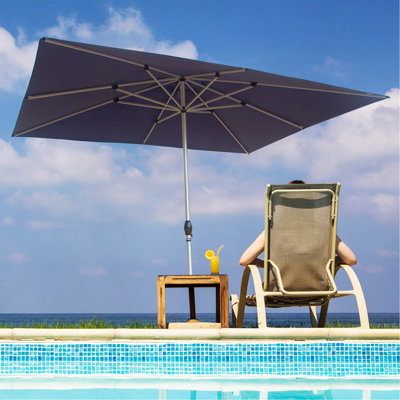 Parasol de patio rectangulaire à manivelle, bleu marine (base non incluse)