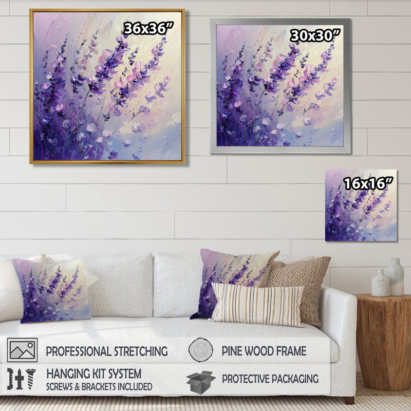 Décoration murale florale Ethereal Lanvender Wildflowers, Impression encadrée flottante, Brun, H 16 po x l 16 po