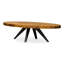 Table basse, ovale, bois d'acacia massif avec motif à chevrons, chic rustique moderne, finition cappuccino