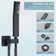 8 in  Matte Black Thermostatic LED Shower Faucet Combo Set Massage Rainfall Head System