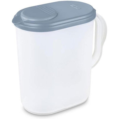 Plastic Pitcher Water Jug Drink Dispenser Atoll Lid And Tab With Clear Base And Grip Handle For Kitchen And Home Washed  18 Pack