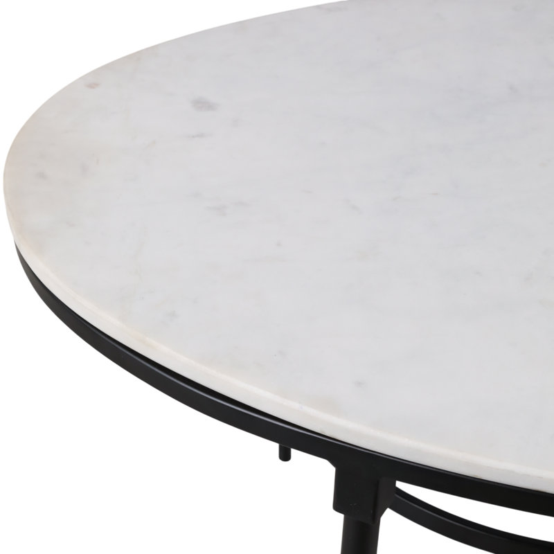 Modern Coffee Table with Marble Top and Metal Base - Living Room Table with Sleek Contemporary Style - 36.5", White