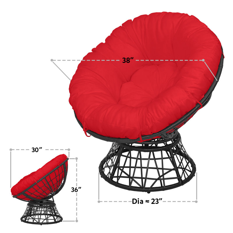 Ahouh Swivel Wicker Outdoor Lounge Chair, Red
