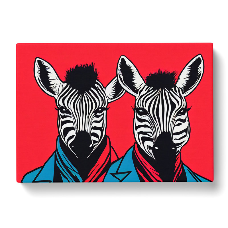 The Two Zebras Abstract - Wrapped Canvas, 40cm H x 60cm W x 3cm D
