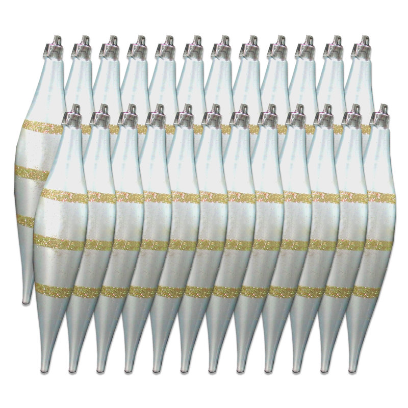 24 Piece Finial Ornament Set, Blanc / Doré