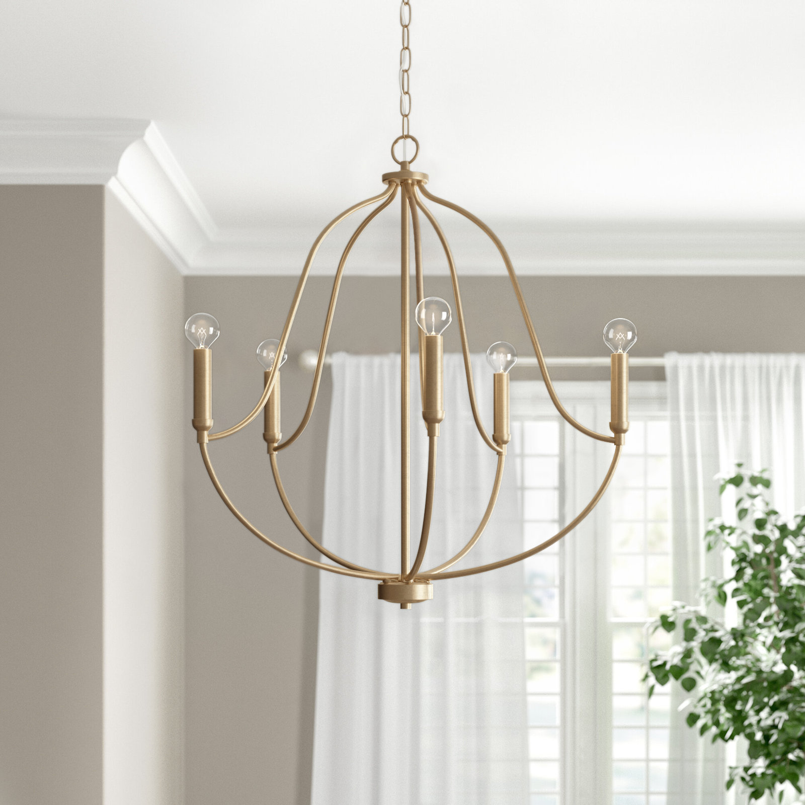 Kanda 5-Light Chandelier, Aged Brass