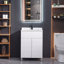 Meuble-lavabo moderne 24 po Mid-Century avec lavabo et rangement intégrés - Finition grain de bois blanc
