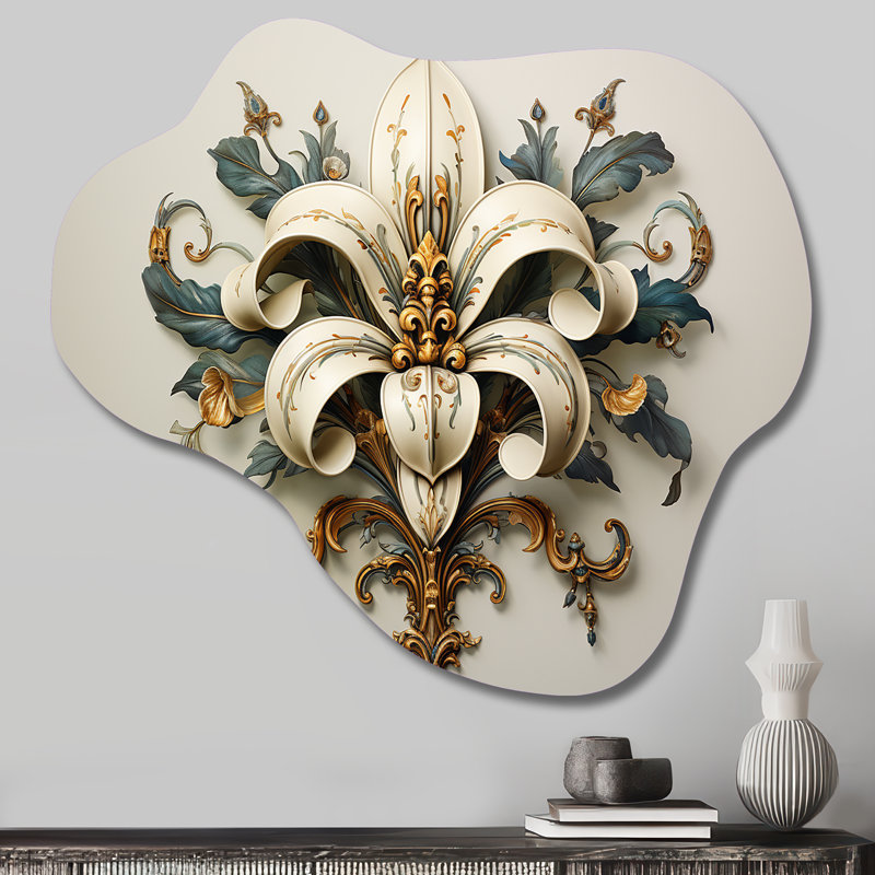 Fleur-De-Lis A Stylized Lilly Flower II - Asymmetrical Symbols Metal Wall Art, Cloud Metal Wall Sculpture Print