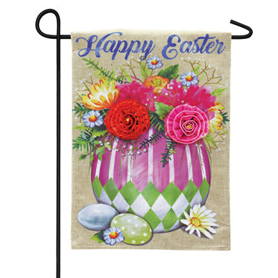 Double Sided 18'' H Burlap Easter Garden Flag
