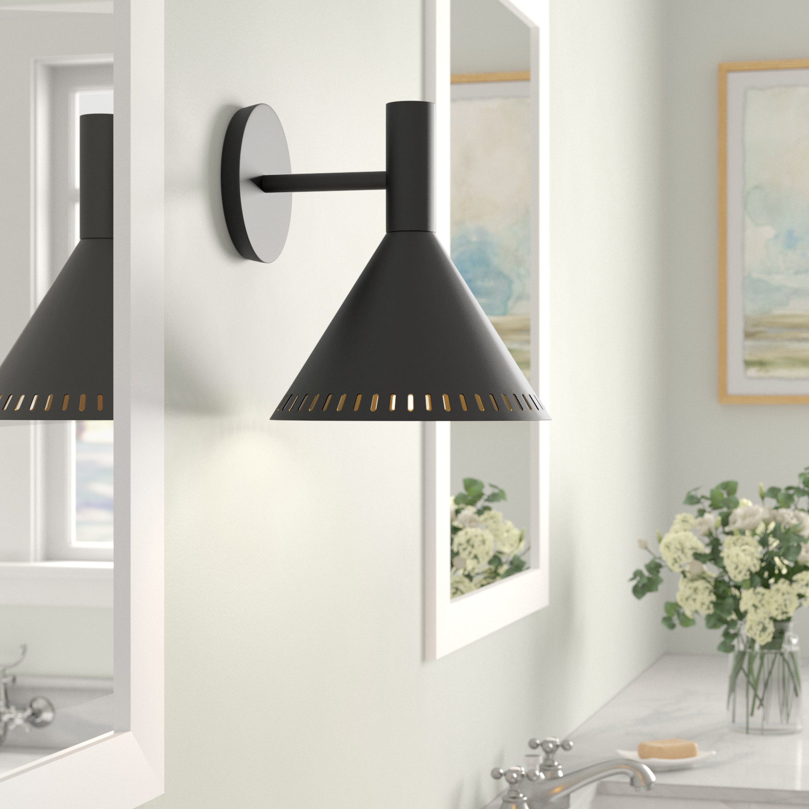 Breathe Single Light Dimmable Armed Sconce