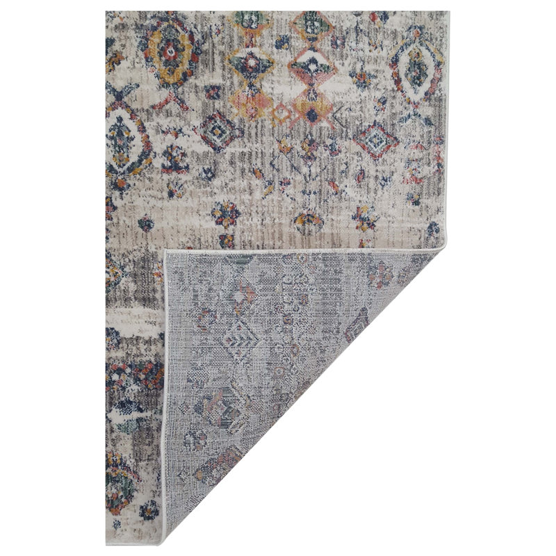 Oriental Machine-Made Ivory/Grey, Runner 2'8" x 8'
