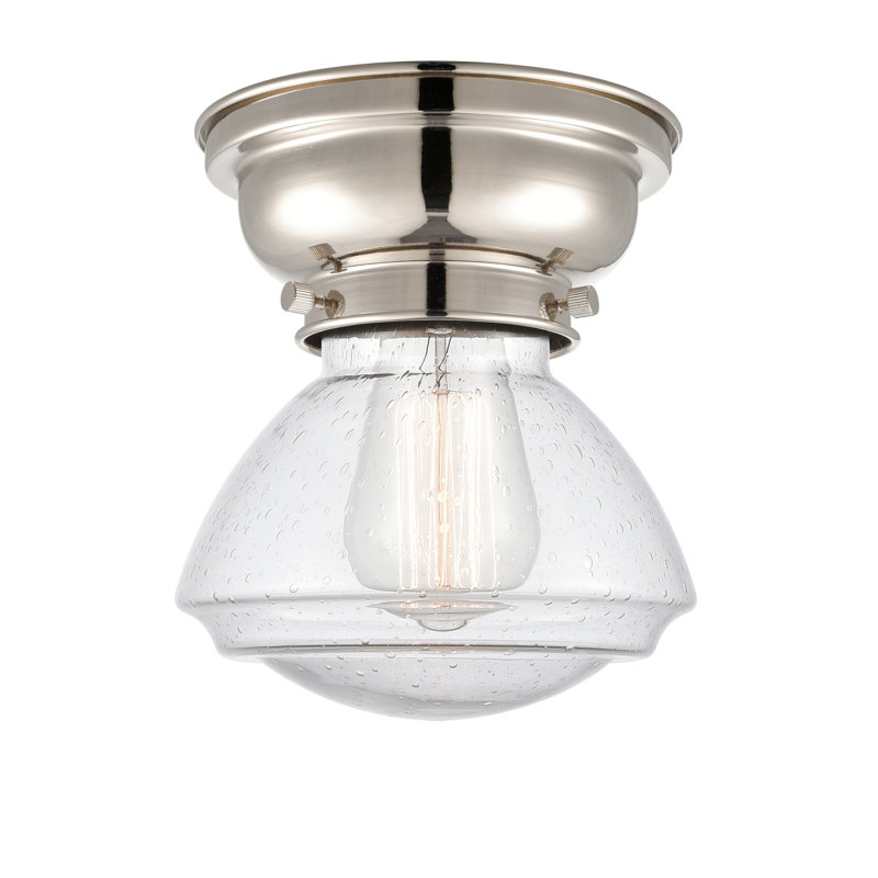 Chesterville Glass Flush Mount, Seedy, Polished Nickel, 6 Watt Vinage LED Bulb