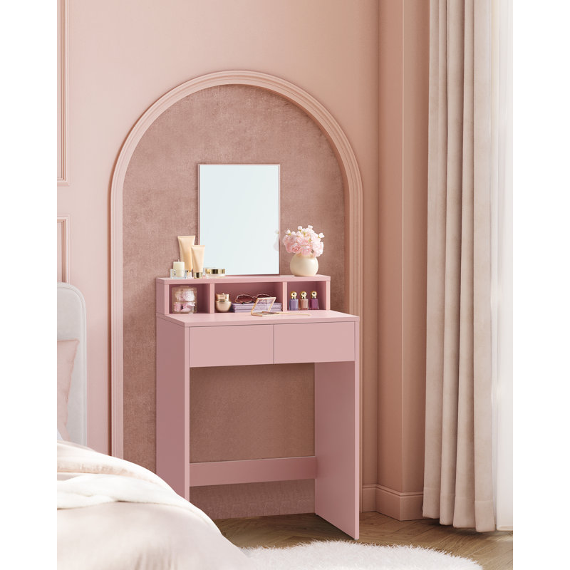 Mazie Dressing Table with Mirror, Pink