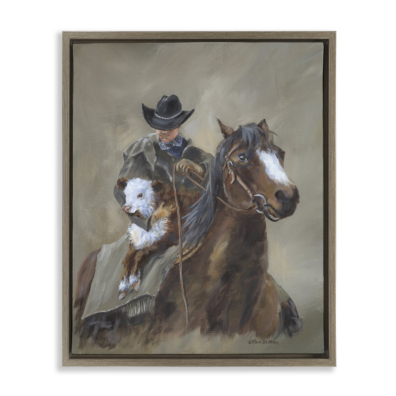 Ranch Cowboy & Western Horse, H 31 po x l 25 po, Cadre flottant orme Montalcino