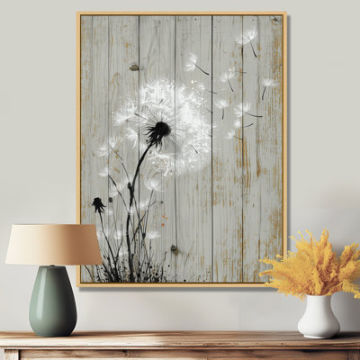 White Vintage Dandelion Breeze - Dandelion Wall Art, White Floral Canvas Print