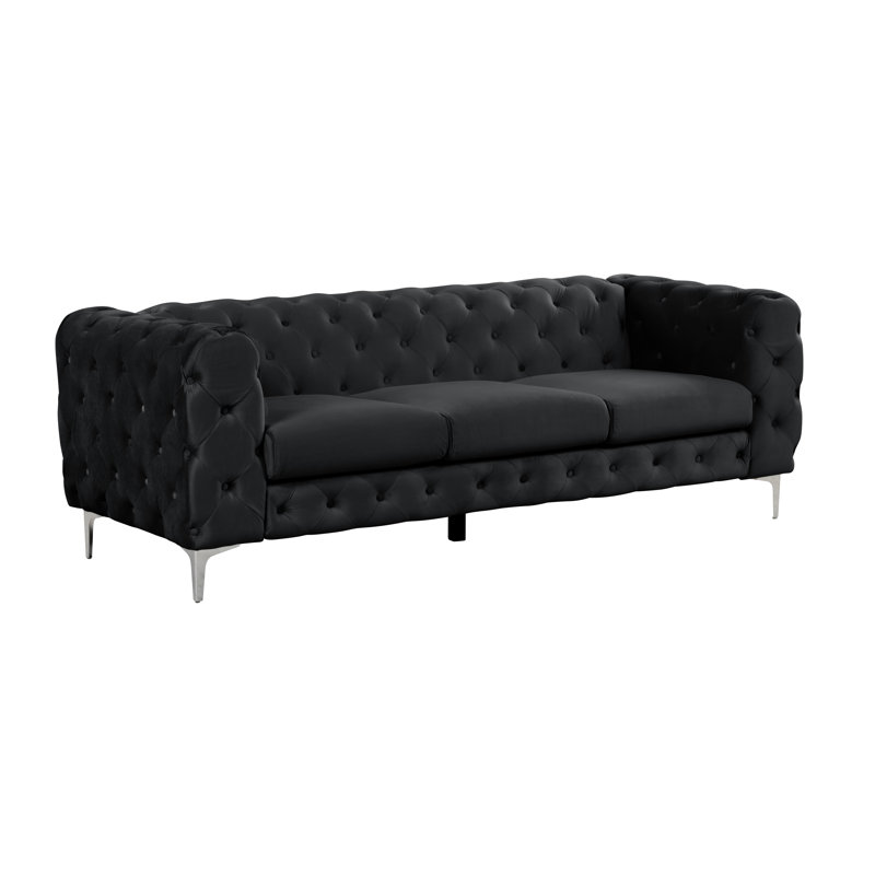 Bernie 85.5'' Velvet Sofa, Black