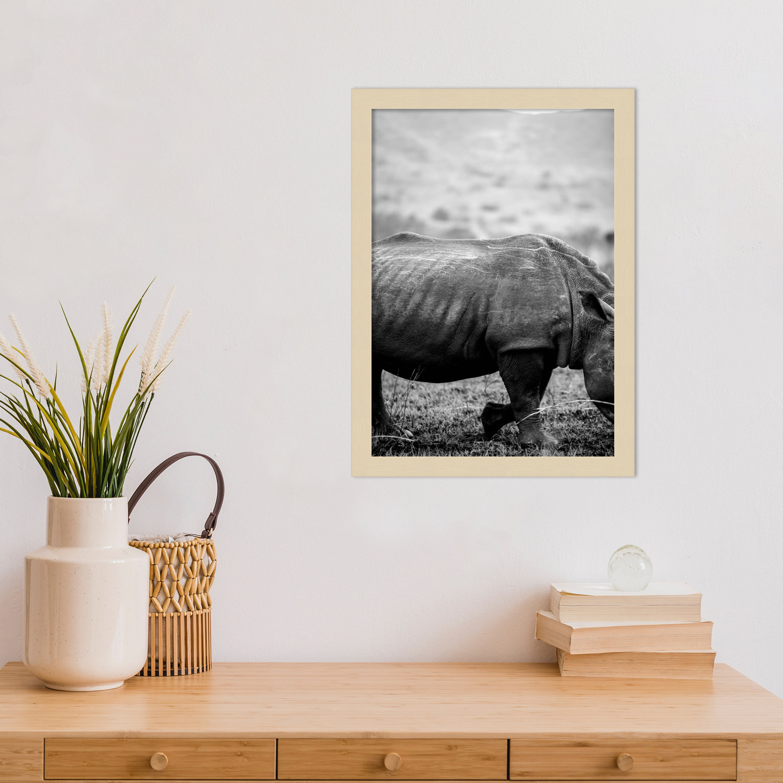 Pepperidge "Black Rhino" Print, Brown, 17" H x 13" W